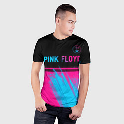 Футболка спортивная мужская Pink Floyd - neon gradient: символ сверху, цвет: 3D-принт — фото 2