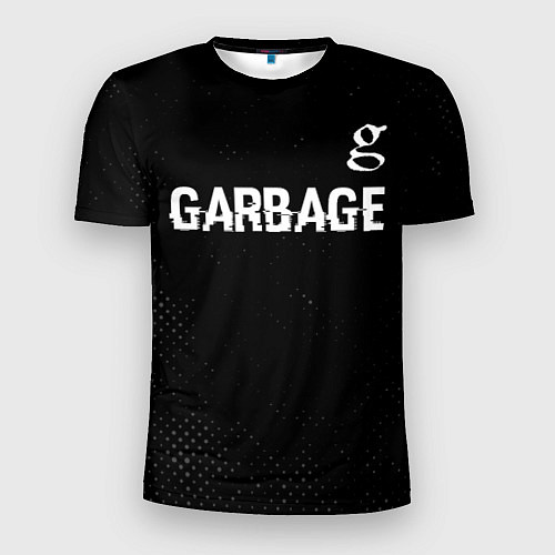 Мужская спорт-футболка Garbage glitch на темном фоне: символ сверху / 3D-принт – фото 1