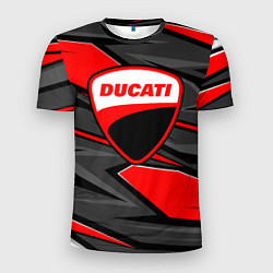 Мужская спорт-футболка Ducati - red stripes