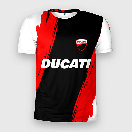 Мужская спорт-футболка Ducati moto - красные полосы / 3D-принт – фото 1