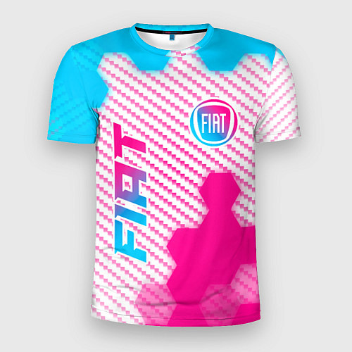 Мужская спорт-футболка Fiat neon gradient style: надпись, символ / 3D-принт – фото 1
