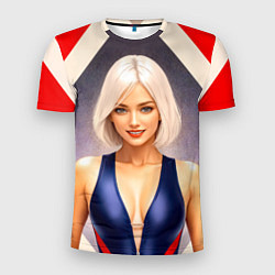 Мужская спорт-футболка Девушка блондинка в спортивном костюме