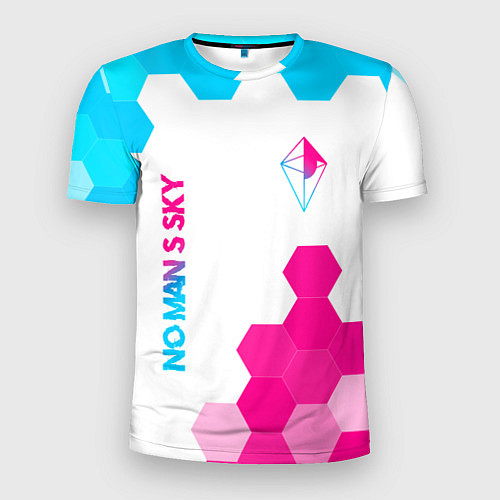 Мужская спорт-футболка No Mans Sky neon gradient style: надпись, символ / 3D-принт – фото 1