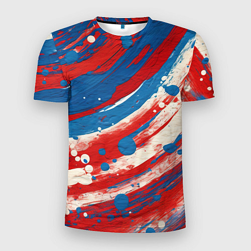 Мужская спорт-футболка Краски в цветах флага РФ / 3D-принт – фото 1