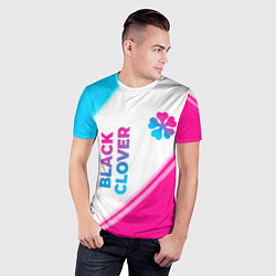 Футболка спортивная мужская Black Clover neon gradient style: надпись, символ, цвет: 3D-принт — фото 2