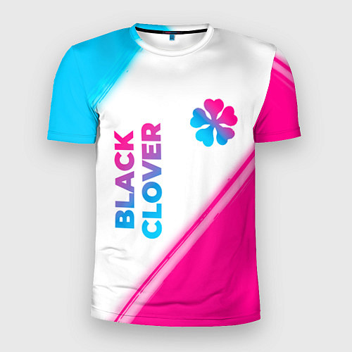 Мужская спорт-футболка Black Clover neon gradient style: надпись, символ / 3D-принт – фото 1