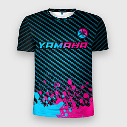 Мужская спорт-футболка Yamaha - neon gradient: символ сверху