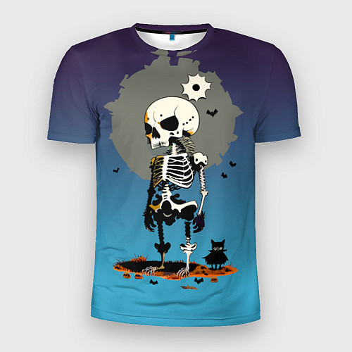 Мужская спорт-футболка Funny skeleton - neural network - halloween / 3D-принт – фото 1