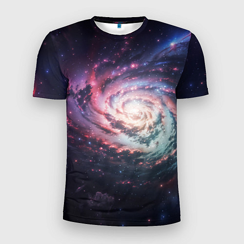 Мужская спорт-футболка Спиральная галактика в космосе / 3D-принт – фото 1