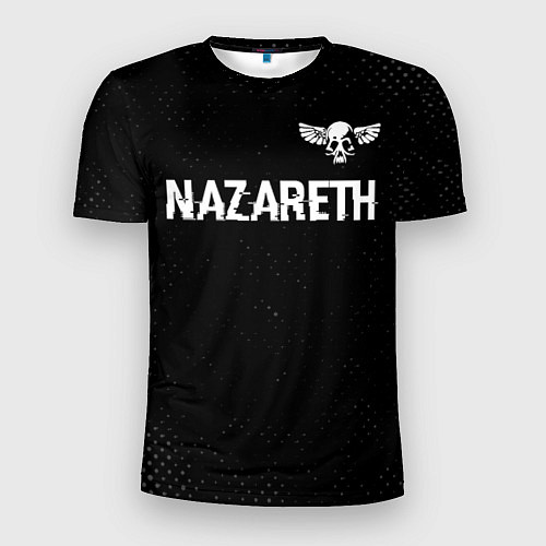 Мужская спорт-футболка Nazareth glitch на темном фоне: символ сверху / 3D-принт – фото 1