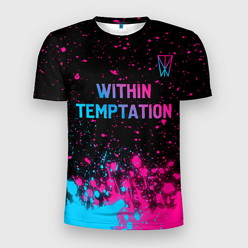 Мужская спорт-футболка Within Temptation - neon gradient: символ сверху / 3D-принт – фото 1
