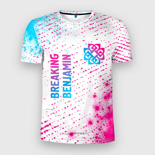 Мужская спорт-футболка Breaking Benjamin neon gradient style: надпись, си / 3D-принт – фото 1