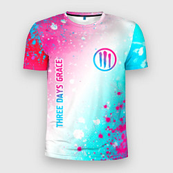 Футболка спортивная мужская Three Days Grace neon gradient style: надпись, сим, цвет: 3D-принт