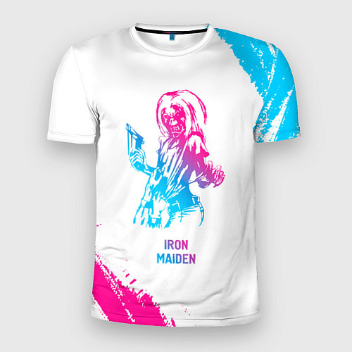 Мужская спорт-футболка Iron Maiden neon gradient style / 3D-принт – фото 1