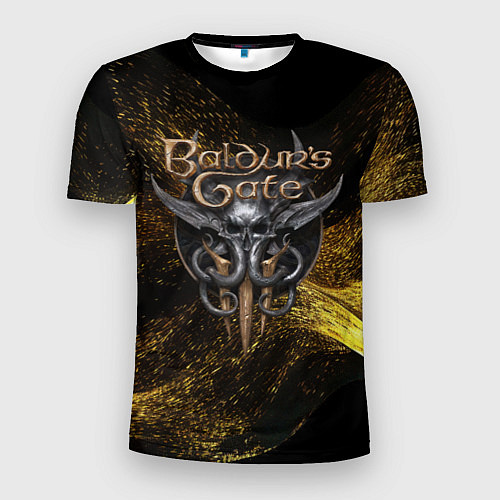 Мужская спорт-футболка Baldurs Gate 3 logo gold black / 3D-принт – фото 1