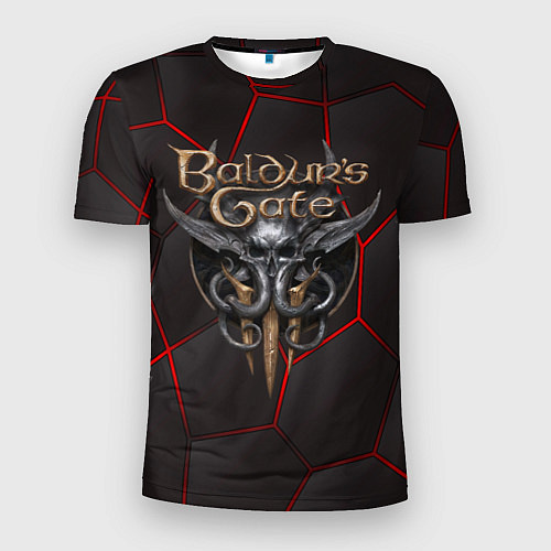 Мужская спорт-футболка Baldurs Gate 3 logo red black geometry / 3D-принт – фото 1