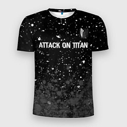 Футболка спортивная мужская Attack on Titan glitch на темном фоне: символ свер, цвет: 3D-принт