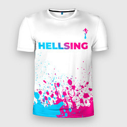 Мужская спорт-футболка Hellsing neon gradient style: символ сверху