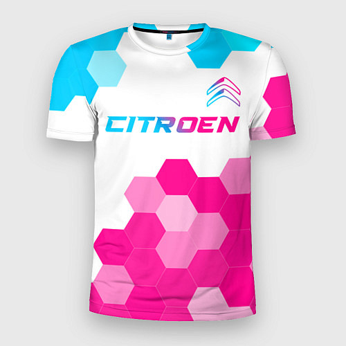 Мужская спорт-футболка Citroen neon gradient style: символ сверху / 3D-принт – фото 1