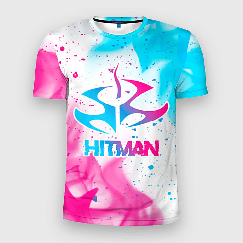 Мужская спорт-футболка Hitman neon gradient style / 3D-принт – фото 1