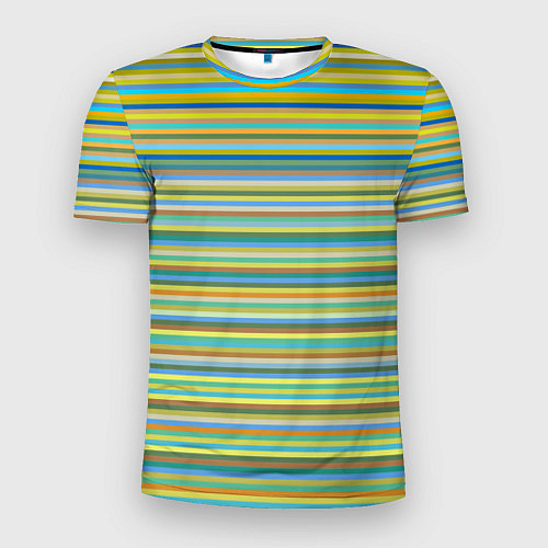 Мужская спорт-футболка Горизонтальные разноцветные полосы / 3D-принт – фото 1