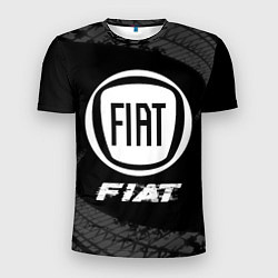 Мужская спорт-футболка Fiat speed на темном фоне со следами шин
