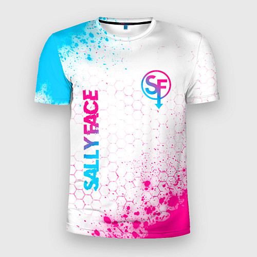Мужская спорт-футболка Sally Face neon gradient style: надпись, символ / 3D-принт – фото 1