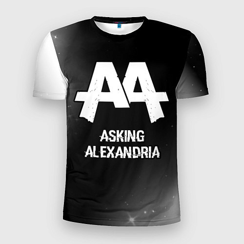 Мужская спорт-футболка Asking Alexandria glitch на темном фоне / 3D-принт – фото 1