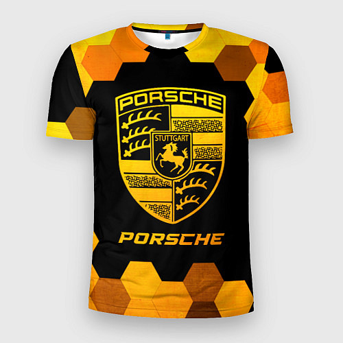 Мужская спорт-футболка Porsche - gold gradient / 3D-принт – фото 1