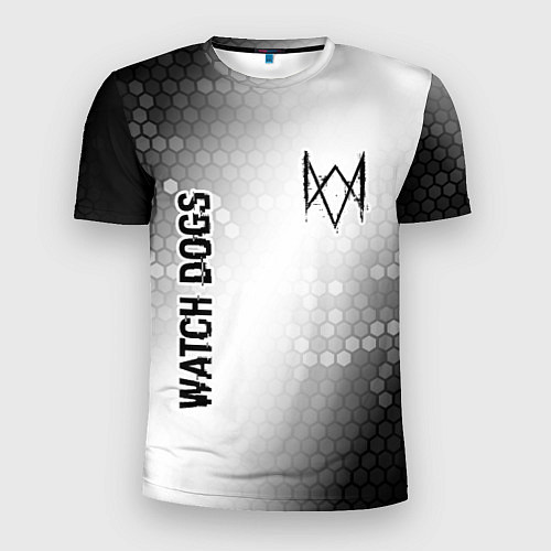 Мужская спорт-футболка Watch Dogs glitch на светлом фоне: надпись, символ / 3D-принт – фото 1