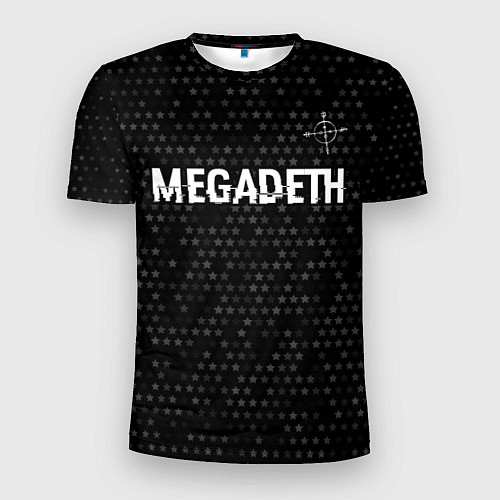 Мужская спорт-футболка Megadeth glitch на темном фоне: символ сверху / 3D-принт – фото 1