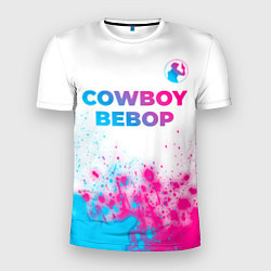 Мужская спорт-футболка Cowboy Bebop neon gradient style: символ сверху