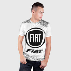 Футболка спортивная мужская Fiat speed на светлом фоне со следами шин, цвет: 3D-принт — фото 2