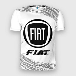Мужская спорт-футболка Fiat speed на светлом фоне со следами шин