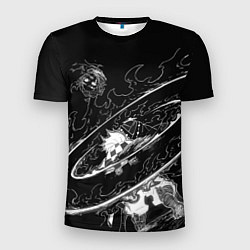 Мужская спорт-футболка Танджиро против луны - Клинок демонов