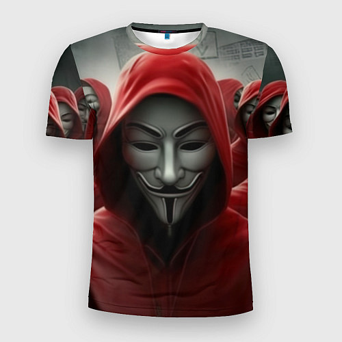 Мужская спорт-футболка Анонимусы в красных капюшонах / 3D-принт – фото 1