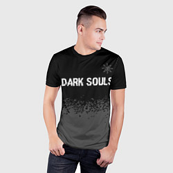 Футболка спортивная мужская Dark Souls glitch на темном фоне: символ сверху, цвет: 3D-принт — фото 2