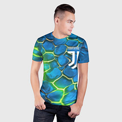 Футболка спортивная мужская Juventus blue green neon, цвет: 3D-принт — фото 2
