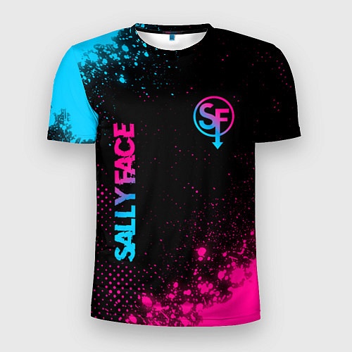 Мужская спорт-футболка Sally Face - neon gradient: надпись, символ / 3D-принт – фото 1