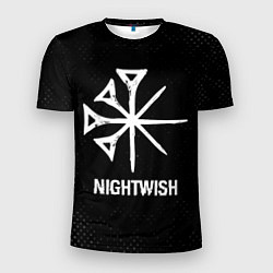 Мужская спорт-футболка Nightwish glitch на темном фоне