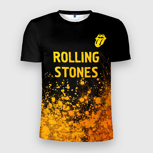 Мужская спорт-футболка Rolling Stones - gold gradient: символ сверху / 3D-принт – фото 1