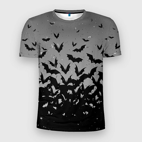 Мужская спорт-футболка Серый фон и летучие мыши / 3D-принт – фото 1