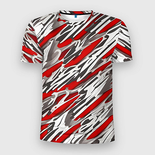 Мужская спорт-футболка Красные полосы за субстанцией / 3D-принт – фото 1