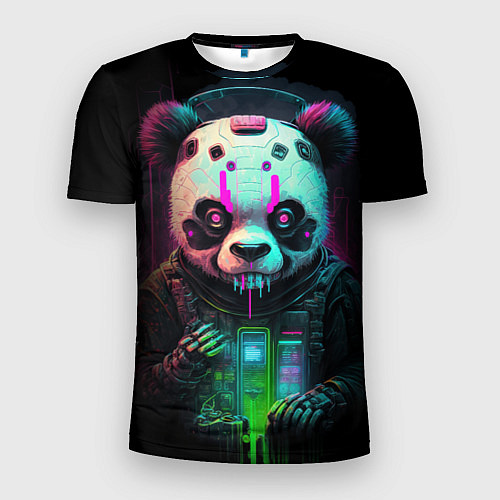 Мужская спорт-футболка Панда киберпанк / 3D-принт – фото 1