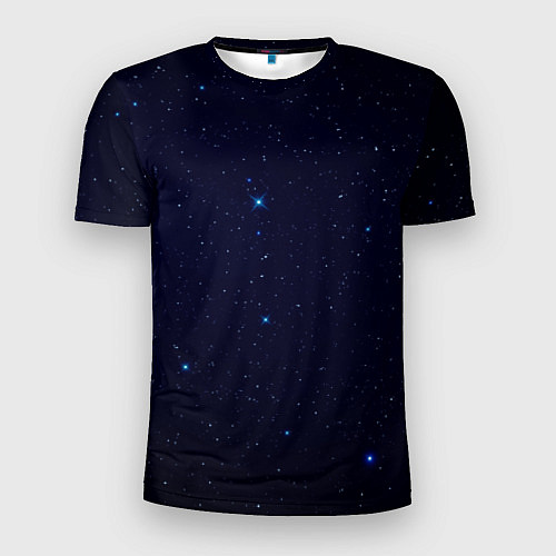 Мужская спорт-футболка Тёмный космос и синие звёзды / 3D-принт – фото 1