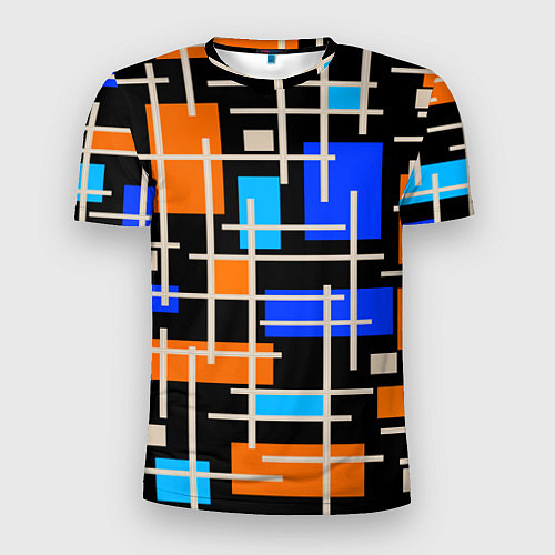 Мужская спорт-футболка Разноцветная прямоугольная абстракция / 3D-принт – фото 1