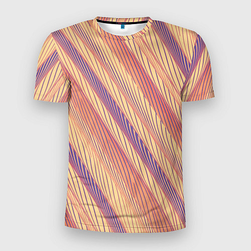 Мужская спорт-футболка Персиковый полосатый / 3D-принт – фото 1