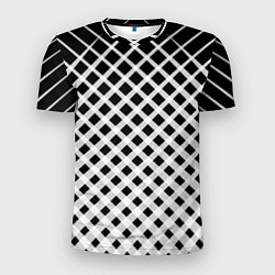 Футболка спортивная мужская Черно-белые ромбы и клетки, цвет: 3D-принт