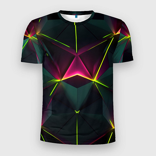 Мужская спорт-футболка Треугольные светящиеся элементы / 3D-принт – фото 1