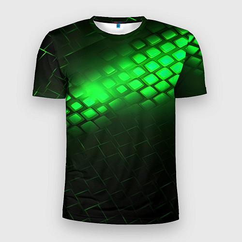 Мужская спорт-футболка Неоновые зеленые пластины / 3D-принт – фото 1